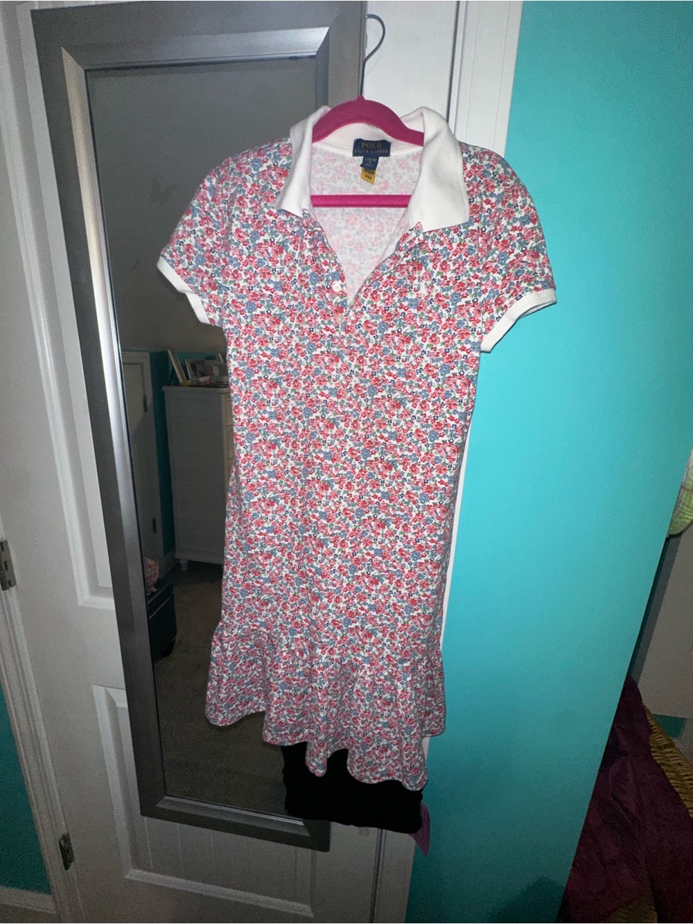 Polo by Ralph Lauren Pink Floral Polo Dress with White Collar